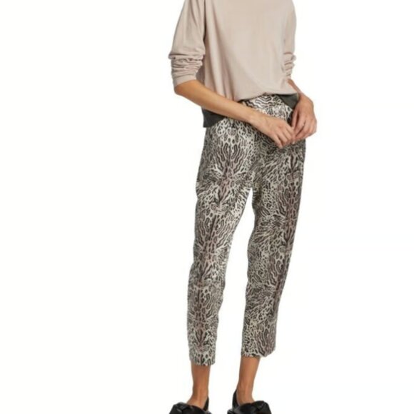 ATM Anthony Thomas Melillo NWT Women's Silk Ocelot Leopard Print Trouser Pants L - Picture 1 of 11